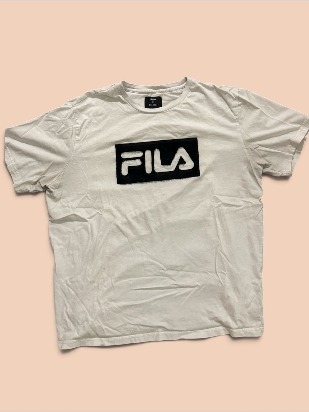 Fila White Short Sleeve T-Shirt with Black Logo Patch